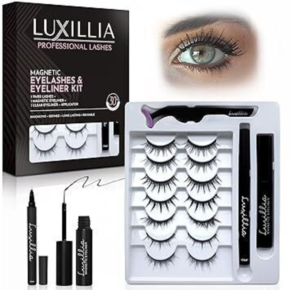 10-Piece Clear & Black Magnetic Eyelashes With Applicator & Magnetic Eyeliner